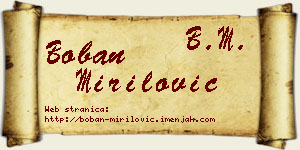 Boban Mirilović vizit kartica